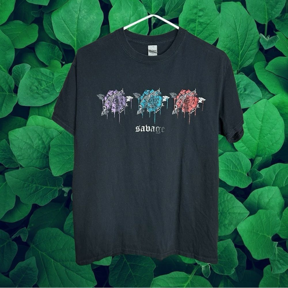 5 for $25๐ฅSavage Multi-Colorโ Rose Black Short Sleeve Band TeeโT-Shirt Medium
